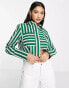 Topshop stripe poplin cropped shirt in green