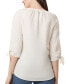 ფოტო #2 პროდუქტის Petite Split-Neck Tie-Cuff Tunic Top