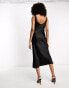 ASOS DESIGN scoop neck midi satin slip dress in black