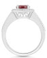 ფოტო #3 პროდუქტის Garnet (1-2/3 ct. t.w.) and Diamond (1/5 ct. t.w.) Halo Ring in Sterling Silver