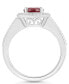 Фото #3 товара Garnet (1-2/3 ct. t.w.) and Diamond (1/5 ct. t.w.) Halo Ring in Sterling Silver