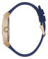 GUESS Men's Trend Casual Tonneau Diamond 43mm Watch Blue Dial Rose Gold Stain...