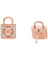 ფოტო #2 პროდუქტის 14K Rose Gold-Plated Sterling Silver Pave Lock Stud Earrings