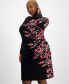 ფოტო #3 პროდუქტის Plus Size Floral-Print Side-Pleat Sheath Dress