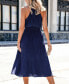 Women's Blue High Neck Sleeveless Midi Beach Dress