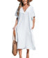 Women's White Dolman Sleeve Loose Fit Maxi Cover-Up Beach Dress