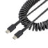 Фото #1 товара StarTech.com 20in (50cm) USB C Charging Cable - Coiled Heavy Duty Fast Charge & Sync USB-C Cable - USB 2.0 Type-C Cable - Rugged Aramid Fiber - Durable Male to Male USB Cable - Black - 0.5 m - USB C - USB C - USB 2.0 - 480 Mbit/s - Black