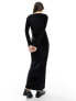 Фото #5 товара Miss Selfridge square neck velvet maxi dress in black