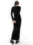 Miss Selfridge square neck velvet maxi dress in black