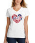 ფოტო #1 პროდუქტის Women's July 4th Heart Word Art V-neck T-shirt