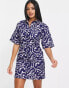 Фото #8 товара ASOS DESIGN twill mini shirt dress in abstract swirl print