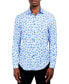 Фото #1 товара Men's Slim-Fit Performance Stretch Abstract Floral/Gingham Long-Sleeve Button-Down Shirt