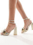 Фото #3 товара Be Mine Wide Fit Veronika heeled sandals in gold