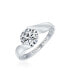 ფოტო #2 პროდუქტის Modern Geometric 3CT AAA CZ Tension Set Round Brilliant Cut Solitaire Engagement Ring For Women .925 Sterling Silver Wide Plain Band