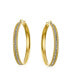 ფოტო #4 პროდუქტის Round Channel Set CZ Large Hoop Earrings Stardust Brush Matte Finish Channel Set CZ Gold Plated Stainless Steel 2 In Diameter