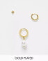 Фото #1 товара Orelia 18k gold plated pack of 3 crystal and pearl earrings