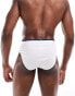 ASOS DESIGN 2 pack briefs with contrast waistband in white and navy