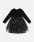 Фото #1 товара Toddler Girls Bi-Material Dress With Glittering Tulle Skirt Black - Toddler|Child