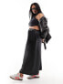 Фото #1 товара COLLUSION plus low rise satin maxi skirt in black