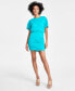 Фото #1 товара Women's Ruched-Skirt Short-Sleeve Mini Dress, Created for Macy's