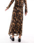 Vero Moda abstract mesh maxi skirt co-ord in brown