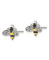 Stainless Steel Polished and Enameled Crystal Bee Earrings