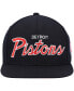 Men's Black Detroit Pistons Hardwood Classics Script 2.0 Snapback Hat