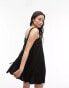 Topshop topstitch mini chuck on dress in black Черный, 40 - фото #2