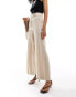 & Other Stories linen wide leg tailored trousers in beige with black pinstripes