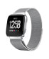 Фото #1 товара Unisex Fitbit Versa Silver-Tone Stainless Steel Watch Replacement Band