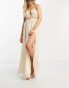 ASOS DESIGN cross waist halter maxi beach dress in natural