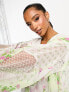 Фото #3 товара ASOS DESIGN Petite trapeze mini dress with blouson sleeve in mixed lace print
