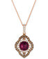 Фото #1 товара Pomegranate Garnet (2-1/10 ct. t.w.) & Diamond (1 ct. t.w.) Pendant Necklace in 14k Rose Gold, 18" + 2" extender