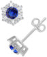 ფოტო #12 პროდუქტის Sapphire (5/8 ct. t.w.) & Diamond (1/10 ct. t.w.) Stud Earrings in 14k White Gold (Also in Emerald & Ruby)
