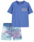 Фото #1 товара Toddler Beach Mode Rashguard & Tie-Dye Swim Trunks Set 2T