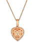 Chocolatier® Neopolitan Opal (1-7/8 ct. t.w.) & Diamond (1/4 ct. t.w.) Heart Pendant Necklace in 14k Rose Gold, 18" + 2" extender