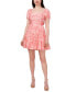 Women's Floral Puff-Sleeve Fit & Flare Dress