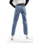 Levi's 501 crop straight fit jeans in blue with side stripe