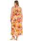 Фото #2 товара Plus Size Floral-Print Chiffon Maxi Dress