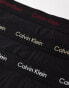 Calvin Klein low rise cotton stretch trunks 3 pack in black with coloured logo