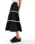 Wednesday's Girl rik-rak detail midi skirt in black