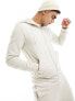 Armani EA7 front & back logo sweat full zip hoodie and jogger tracksuit in beige