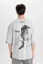 Erkek T-shirt B5519ax/gr91 Lt.grey