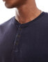 Cotton On – Henley-T-Shirt in Marineblau mit Knopfleiste