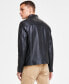 Фото #2 товара Men's Leather Racer Jacket, Created for Macy's
