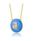 ფოტო #2 პროდუქტის Kids 14k Gold Plated with Cubic Zirconia Radiant Solitaire Blue Enamel Small Round Pendant Necklace