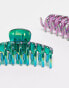 DesignB London iridescent 2 pack of hair claws in purple and green