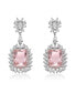 ფოტო #1 პროდუქტის Sterling Silver with White Gold Plated Morganite Cushion with Clear Cubic Zirconia Halo Drop Earrings