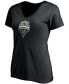 ფოტო #2 პროდუქტის Women's Jordan Morris Black Seattle Sounders FC Playmaker Name and Number V-Neck T-shirt