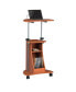 Фото #4 товара Sit-To-Stand Rolling Adjustable Height Laptop Cart With Storage